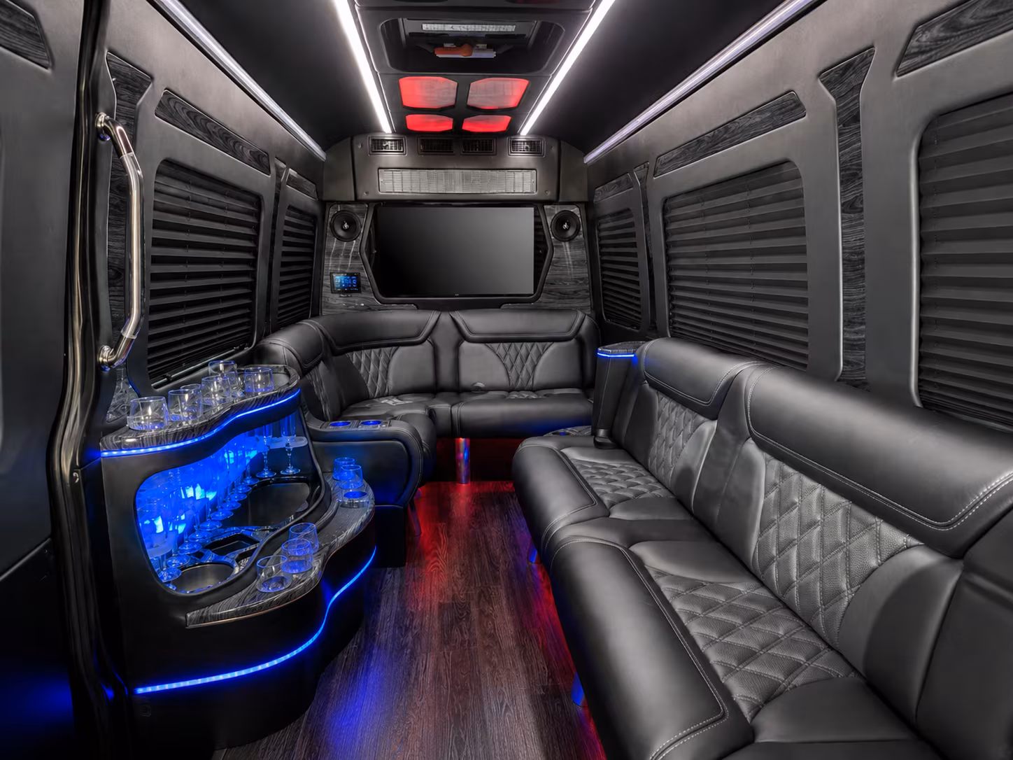 clovis 15 passenger party bus interior