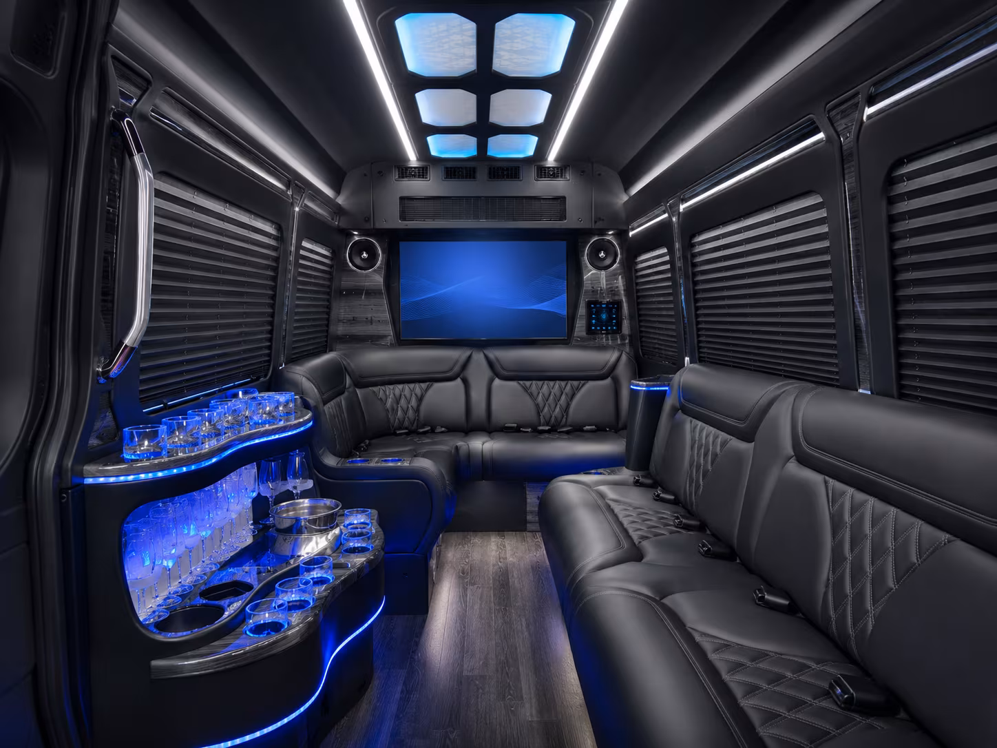 clovis 30 passenger party bus interior